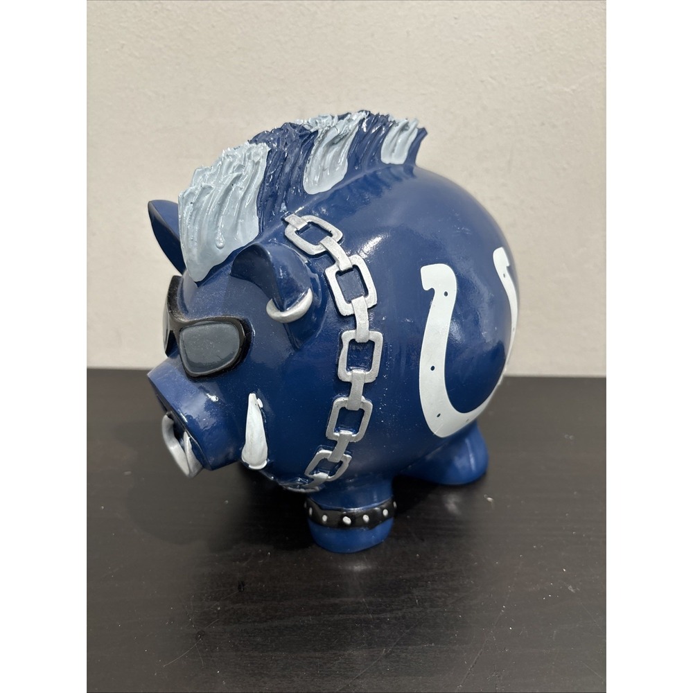 Indianapolis Colts Resin Piggy Bank Logo Mohawk Chain Punk NFL Forever Blue